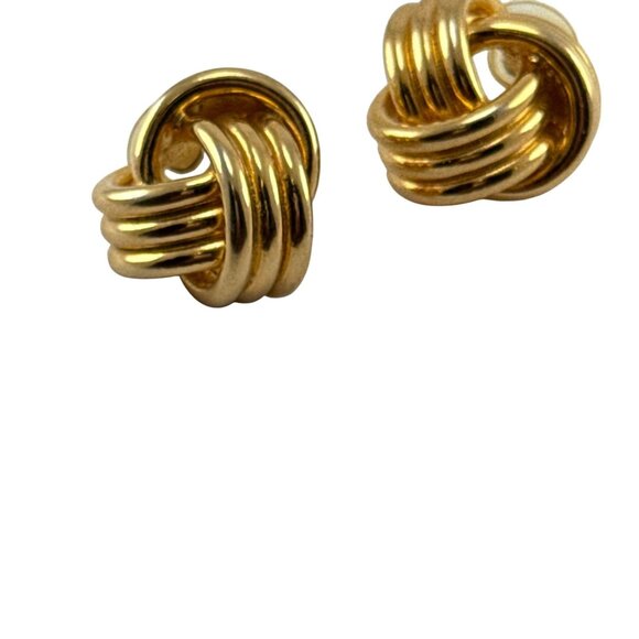 Gold Plated Love Knot Stud Earrings Classic Twisted Dome Pierced Vintage Style - Picture 5 of 6